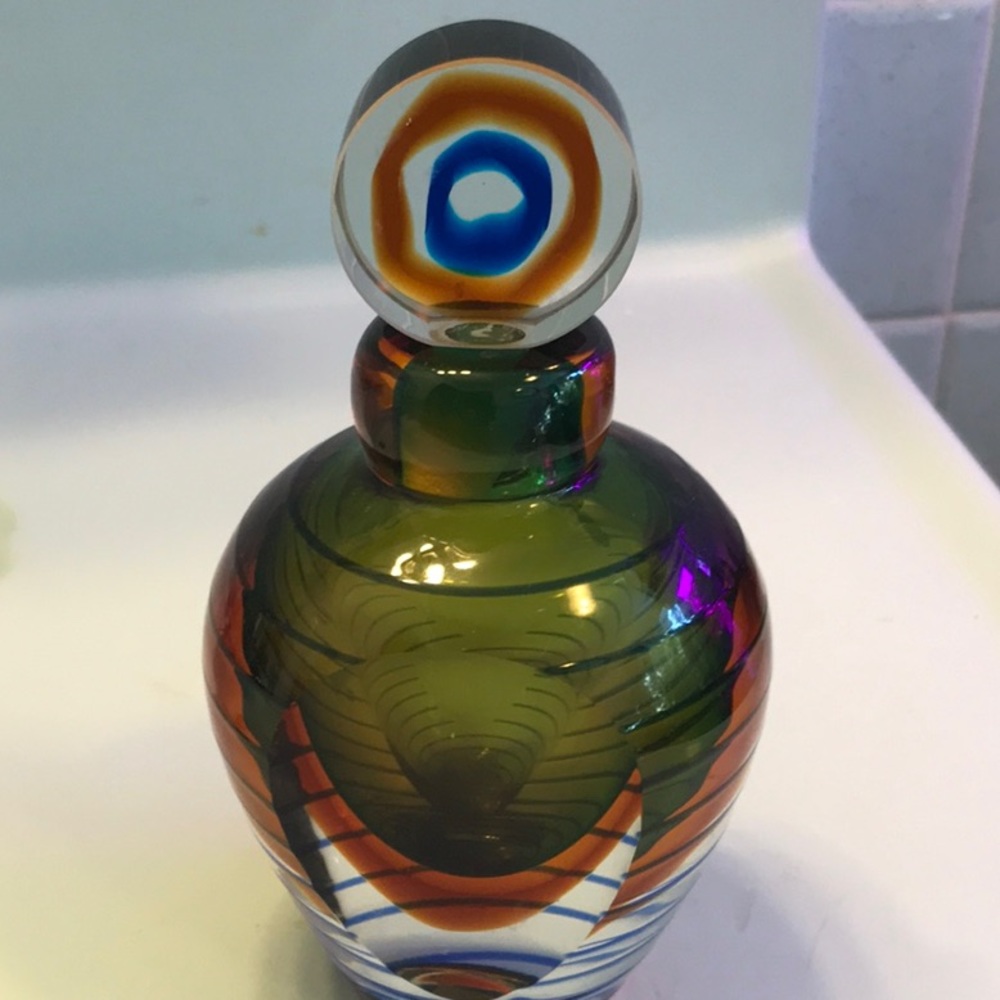 Multi color Art Glass perfume bottle.